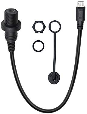 Duttek Micro USB Panel Flush Mount Cable, Micro USB Male to Female Extension Panel Mount Cable for Car, Boat, Motorcycle (30cm/11.8Inch)