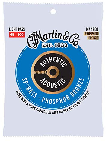 MARTIN Saiten für Akustikbassgitarre, Superior Performance Light Bass 45-100, 92/8 Phosphor-Bronze (MA4800)