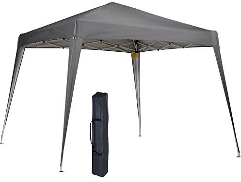 Outsunny Tonnelle de Jardin 3x3m Pop up Tente Pliable Acier Polyester imperméabilisé Anti UV avec Sac de Transport Gris