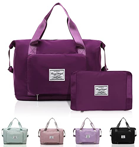 Borsa da viaggio pieghevole di grande capacità con separazione asciutta e bagnata, QLFJ-FurDec Pieghevole Espandibile Leggero Pernottamento Borse per le donne, Borsa da viaggio impermeabile, Fucsia