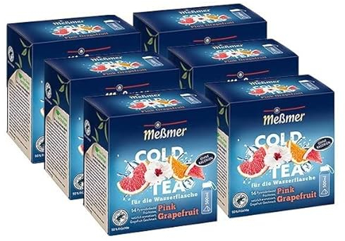 Me?mer Cold Tea Pink Grapefruit 6er Pack | Sommertee | Kaltaufguss | 6 x 14 Pyramidenbeutel
