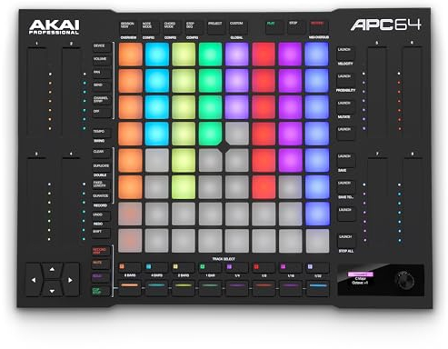 Akai Professional APC64 Ableton MIDI Controller mit 8 Touch Strips, Step Sequencer, 64 anschlagsdynamische RGB-Pads, CV Gates, MIDI In/Out, USB-C