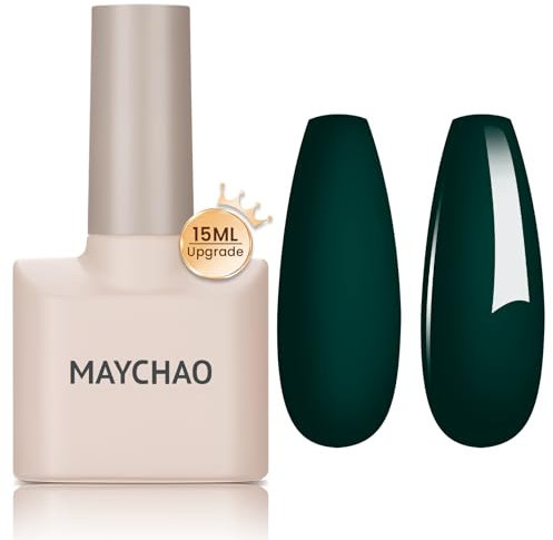 MAYCHAO 15ML Gel Nail Polish, Emerald Green Gel Nail Polish, Soak Off UV LED Nail Varnish Nail Art Starter Manicure Salon DIY at Home, 0.5 OZ