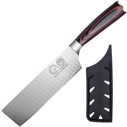 XYJ 7 pollici giapponese Nakiri coltello, in acciaio inox, rasoio affilato coltello da cucina, mannaia per il taglio della carne, coltello da cucina professionale con manicotto