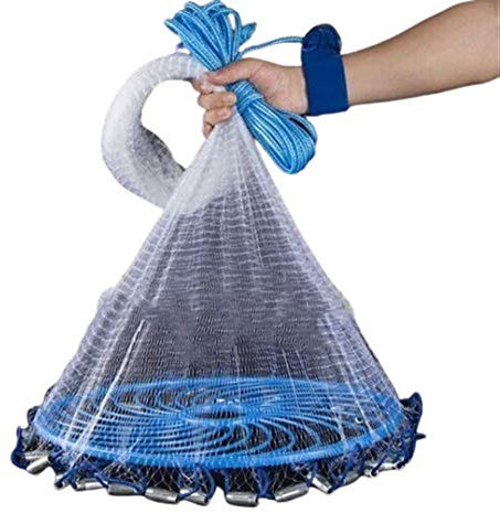 ZSXPBZL Wurfnetz Zum Fischen,Fischernetz 2.4-7.2M Cast Net Easy Wurf fangen Fischernetz im Freienjagd Hand Werfen Netzwerk engmaschigen Fliegennetz Ring(360cm)