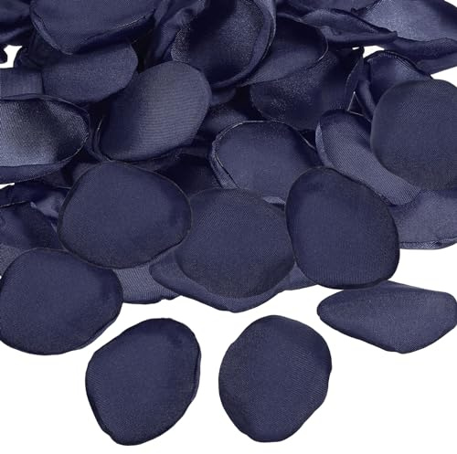PATIKIL Pétalos de Rosa, 400Pcs Pétalos de Flores Seda Artificiales Pétalos de Rosa Falsos para Esparcir por Boda, Fiestas, Pedidas, Decoración de Mesa de Ducha Nupcial, Azul Marino
