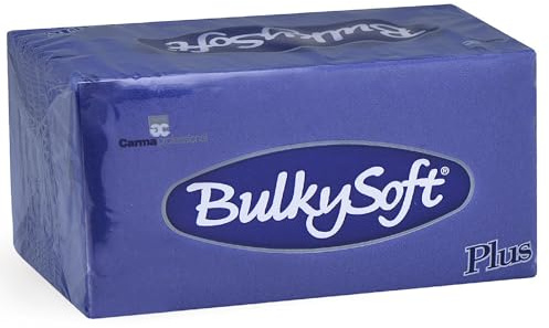 BulkySoft White Paper Napkins – 2-Ply Disposable Serviettes 33x33cm – Soft Tissue Napkins for Parties, Events, Catering – 200 Pack (Blue)