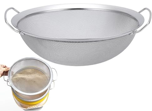 Filtro a maglia fine con manico, setaccio rotondo in acciaio inox a 60 maglie | Filtro per emulsione miele e filtro a imbuto, setaccio per vernice, refrigerante motore, casa, resina