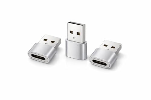 Novecia Pack de 3 Adaptateurs USB-A vers USB-C, Argent