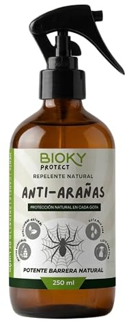 Bioky Protect Spray Anti Arañas Interior 250ml | Repelente de Arañas para Casa con Menta, Canela y Cítricos | Barrera Aromática para Rodapiés, Esquinas, Garaje y Trastero | Antiarañas Hogar