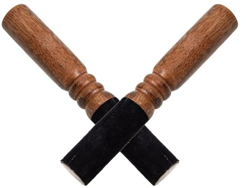 TOYANDONA Mazo para Cuenco Tibetano Grande de Madera Dura Negra 18 Cm Diámetro 2.6 Cm 2 Piezas para Meditación, Yoga y Sanación Sonora, Baqueta de Percusión Tradicional Nepalí