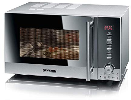 Severin MW 9285 Mikrowelle, kombiniert, 25 l, 900 W, Schwarz, Edelstahl, Mikrowelle – Mikrowelle (freistehend, Kombi-Mikrowelle, 25 l, 900 W, Knöpfe, drehbar, Schwarz, Edelstahl)