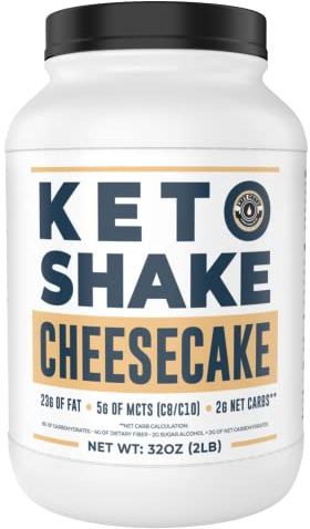Cheesecake Keto Meal Replacement Shake [2lbs] - Low Carb Protein Powder Shake Mix, High Fat with MCTs, Collagen Peptides and Real USA Cream Cheese