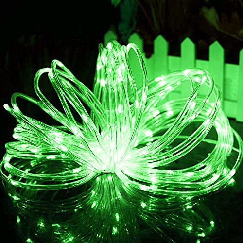 Tubo luminoso a LED, 5M 50LED Tubo LED esterno Luci da giardino a batteria con 8 modalità remote per la decorazione di interni all'aperto (verde)