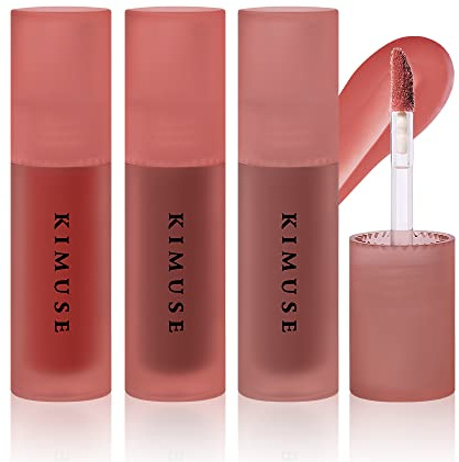 KIMUSE Lip Tint, tinte labios Water Gel Tint Colores 3 | Hidratación Ligero Alta Pigmentación Larga Duración, Hidratación Acabado Brillante (Lipstick Trio)