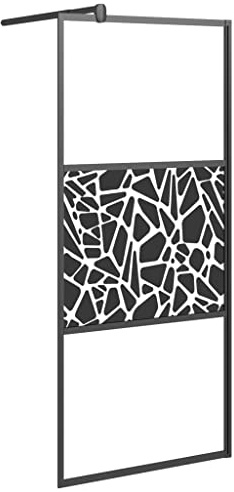 vidaXL Duschvägg 80x195cm ESG-glas med stendesign svart