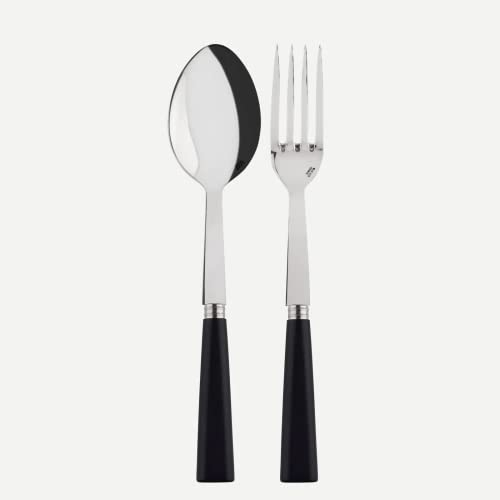 SABRE PARIS – serveringsbestick, 2 delar – natur – stor gaffel och serveringssked – rostfritt stål och trä – diskmaskinssäker – svart