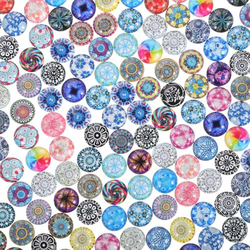 EXCEART 200st Glasfleck Mosaik-glaskuppel-cabochons Bild-Glas-cabochons Bedruckte Glassteine DIY Glascabochons Glassteine Zum Selbermachen Klare Cabochons Mosaikglasstücke Zubehör Handbuch