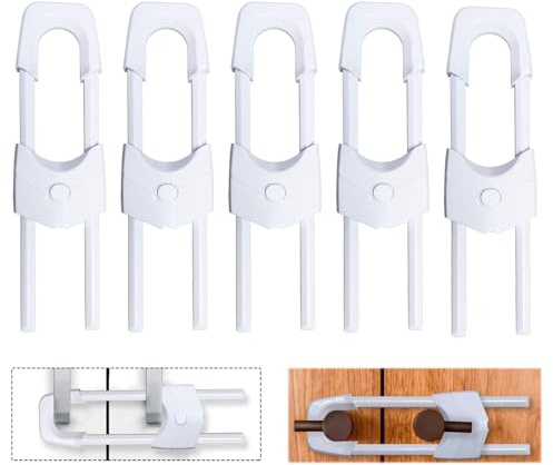 Vastsea 5 Pezzi Sicurezza per Bambini, Blocca Cassetti per Bambini, Sicurezza Cassetti Bambini, Riutilizzabili a Forma di U, Non Necessitano Attrezzi, per Armadietto, Cassetto, Guardaroba