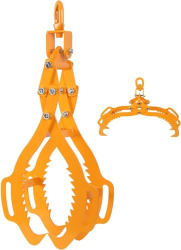 ECUTEE Pinza Forestale per Legna e Tronchi Fino a 630 mm 1500 kg di Forza di Trazione 4 Artigli, 3300lbs di Forza di Trazione Pinza per Legno in Acciaio per Trattori Camion ATV Carrelli Elevatori