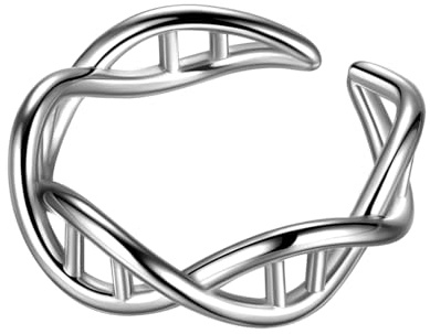 SEIHOP DNA Double Helix Chemistry Science Molecule Biology Adjustable Rings Silver Plated DNA Open Ring Jewelry for Women and Girls KR0007W