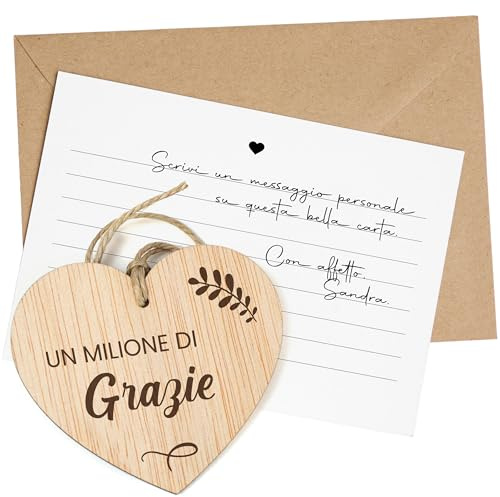 CONTRAXT Regali di Ringraziamento per Persone Speciali. Biglietto di Ringraziamento in Legno Regali Originali Compleanno Amico Uomo Donna Thank You Cards (Grazie)