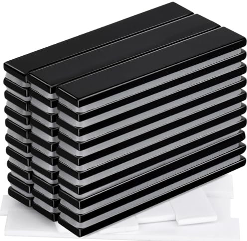 MIN CI 30Pack Neodymium Magnets with Epoxy Coating, 60x10x3mm Black Strong Magnets Bar Rare Earth Magnets, Powerful Magnets Self Adhesive Fridge Magnets Magnetic Strips Heavy Duty