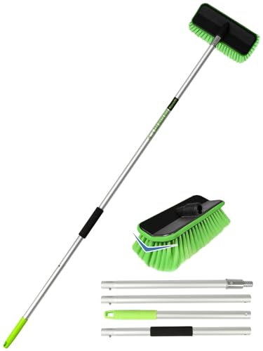 59 V-Shaped Car Wash Brush with Long Handle Snow Sweeping Brushing Adopts Soft Bristle Design Not Floating Hair Suitable for Detail Cleaning Tires Roof SUV RV MPV Truck Camper Indoor Outdoor Window