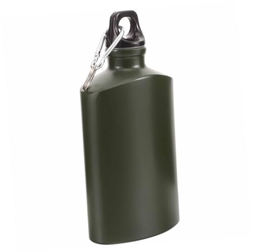 PAMINGONO Borraccia Militare Da Viaggio 500ml in Lega Di Alluminio Verde Militare, Bottiglia D’acqua Piatta Portatile Resistente Per Campeggio, Escursionismo e Attività Outdoor