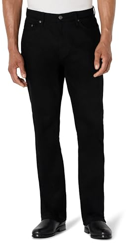 Amazon Essentials Men's Low-Stretch Straight-Fit Bootcut Mens Jeans, Black, 28W / 34L