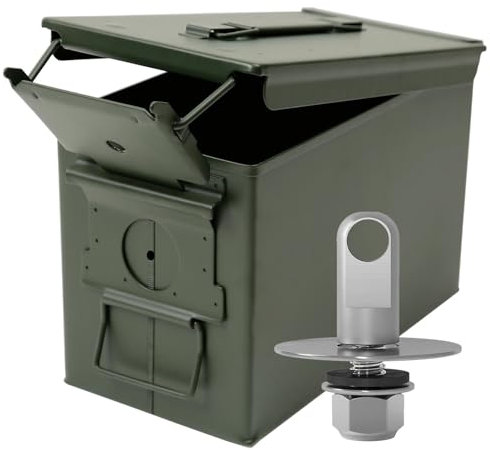 hemsäkerhetslåda 50 Kal Metall Ammunition Burk Stål Multifunktions Ammunitionslåda Säkerlåda Långtidsvattentät Ammunition Värdesaker Brandskyddsskåp(Hole Box2 with Screw)