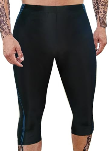 FEOYA Jammer Baddräkt för män snabbtorkande Mid Jammers, badbyxor, strand, surfning, fitness, träning, badbyxor för män, Blå bokstäver, S