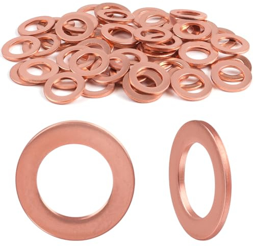 Jeboler, 20 anelli di tenuta in rame, M16 x 20 x 1,5 mm, rondelle piatte, anello di tenuta, viti di scarico dell'olio, anelli in rame, guarnizioni in rame, per viti, accessori per carburante