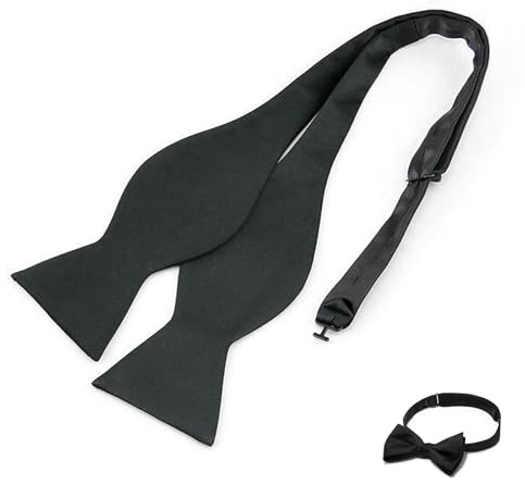 EMTPJAL Black Self Tie Bow Ties for Men Self Tie Bowtie Solid Plain Tuxedo Wedding Bowties
