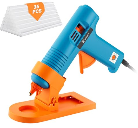 DEKOPRO Hot Lim-pistol: 150 W kompakt varm limpistol - godisrosa med 35 limstänger, elektrisk limpistol för DIY, konst, DIY, kontor, skola, hemreparationer