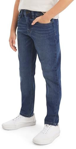 Lee Boys' 5 Pocket Straight Fit Stretch Waist Denim Jeans, Bedford Wash, 14