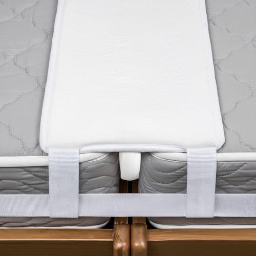 DriMelle Bed Bridge Twin to King Converter Kit, White Mattress Gap Filler | 200x20cm Bed Gap Filler with 10m Strap&Memory Foam Filler for Guesthouses Hostels Guest Stayovers, Twin to King Bed Connector