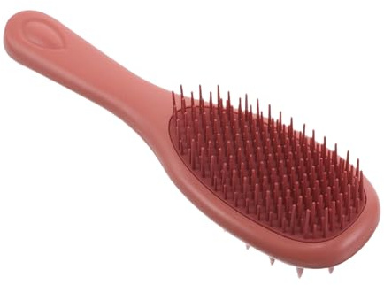 Garneck Peine de Silicona Rojo de Doble Cara Mango Largo, Cepillo de Baño Multifuncional para Masaje y Limpieza del Cuero Cabelludo, Herramienta de Champú para Cabello Seco y Mojado,