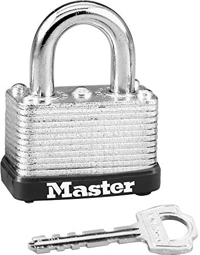Master Lock Silver Laminated Steel Warded Padlock, Keyed Padlock for Indoor or Outdoor Use, 1-1/2-Inch Wide Body, 5/8-Inch Shackle Height, 22D