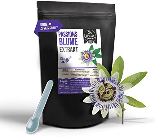 Passionsblume EXTRAKT | 5% Flavonoide | 100g PULVER | ohne Zusatzstoffe | Passiflora extract powder | hochdosiert naturrein vegan & in Deutschland abgefüllt (Pulver 100g)