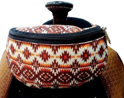 Showman Brown Aztec Print Insulated Nylon Saddle Pouch