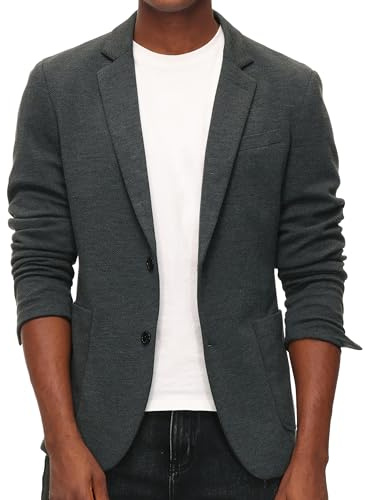 PJ Paul Jones Blazer décontracté en Tricot pour Homme - Deux Boutons - Léger - Non doublé, Noir/Gris, Taille 3XL