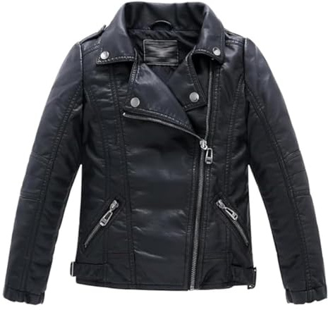 Lengender Blouson Simili Cuir Garçon Fille - Manteau Imitation Cuir - Veste Motard pour Enfant
