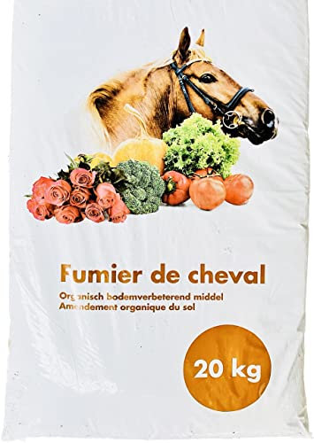 Fumier de cheval composté 20 kg - Amendement organique NF U 44-051 - Engrais naturel pour potager, rosiers, arbres fruitiers, gazon et fleurs