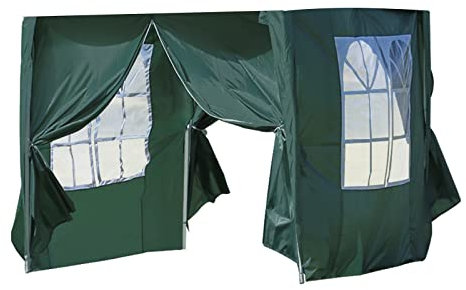 LEMROE Paneles laterales de 3 x 3 m resistentes al agua 210D de repuesto con cremalleras y ventanas transparentes para cenadores de jardín (verde-3 x 3 m)