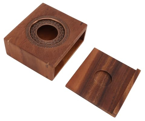 VIFERR Calentador De Tetera con Diseño De Marco Hueco De Madera, Base Calentadora De Café, Calefacción De Tetera con Cajón Deslizante para El Hogar Y La Oficina