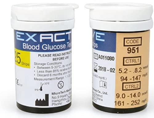 Exactive Vital Blood Glucose Test Strips x 50pcs and Lancets x 50pcs, Diabetic Strips Only for Exactive Vital Blood Glucose Monitor Without Code