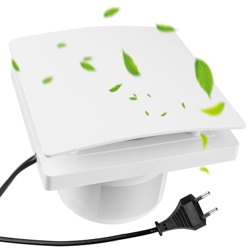 BAIFULAI Badlüfter Ø100mm, Abluftventilator mit Rückstauklappe, Rohrventilator, Badezimmerlüfter Bad Lüfter Abluftventilator mit EU-Stecker 95 m³/h, 12 Watt / 34dB Wandventilator für Bad, WC, Küche