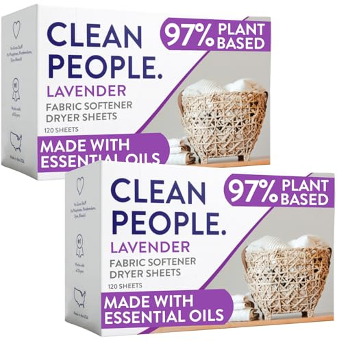 The Clean People Fabric Softener Sheets - Dryer Sheets - Softens & Removes Static Cling - Vegan Laundry Softener, Essential Oils (240 Count, Lavender)