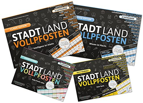 DENKRIESEN - Stadt Land VOLLPFOSTEN® - Family-Pack - Stadt Land FLUSS MEGA Pack - Innovative Spielesammlung | Familienspiele | Partyspiele | Geschenkidee